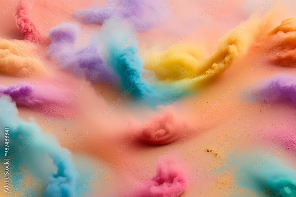 Fototapeta premium Soft pastel background with colorful dust, presenting feminine vibe, good for cosmetics and beauty, Generative AI
