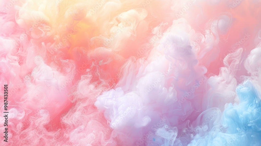 Fototapeta premium Soft pastel background resembling colorful cotton candy, ideal for romantic and whimsical themes.