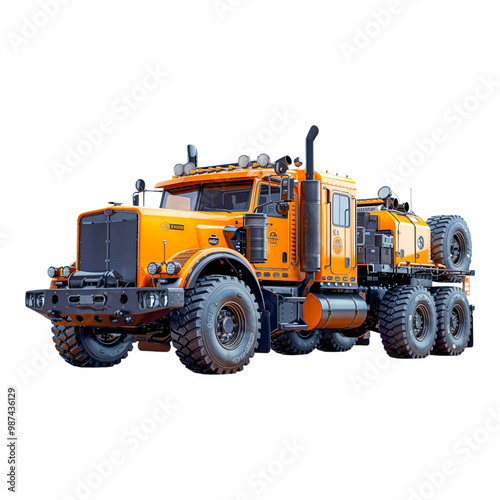 Heavy-Duty Orange Truck with Off-Road Capability