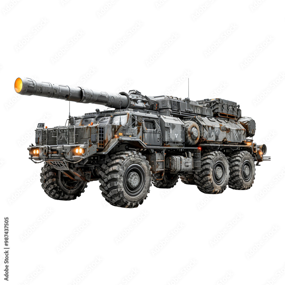 Heavy Military Vehicle with Large Cannon Heavy Military Vehicle with Large Cannon