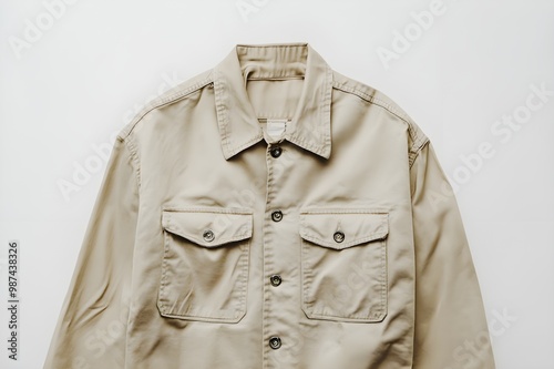 Cotton men's jacket khaki on white background See portfolio for other clothing fashion clothes isolated on white background