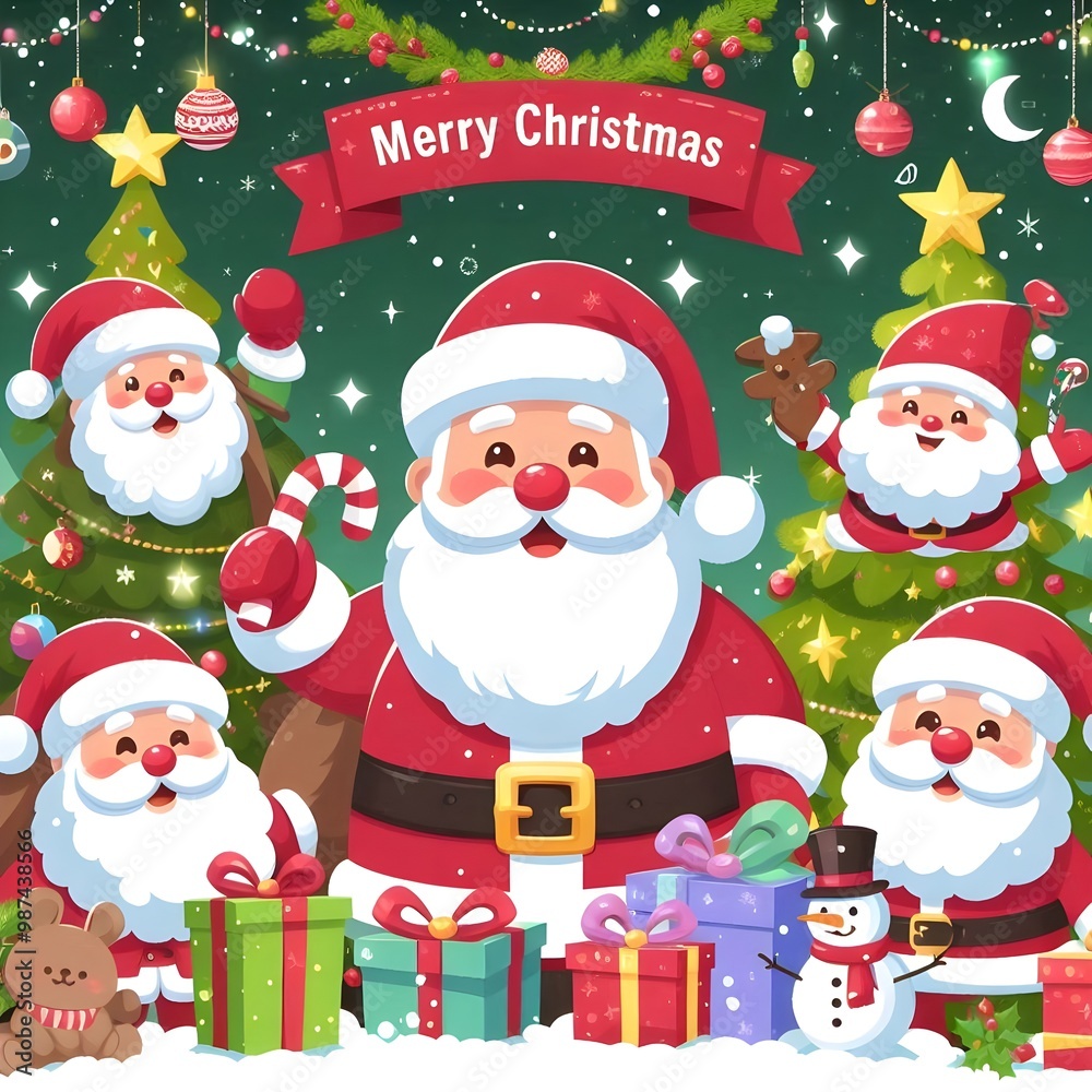 christmas card with santa claus and gifts christmas card with santa claus and gifts