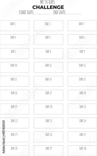 30 day challenge tracker template