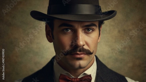 Vintage gentleman in a tri-cornered hat, realistic image.