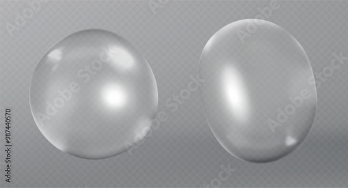 cosmetic moisturizer water molecule, Cosmetic Essence, Liquid bubble, Molecule inside Liquid Bubble on transparent background, 3d rendering