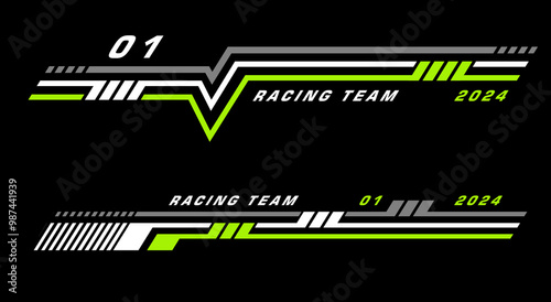 Set of simple car stripes. Car race stripes. Racing sticker design. Graphic sport decal vinyl element. Automobile decoration. Vector racing design 
