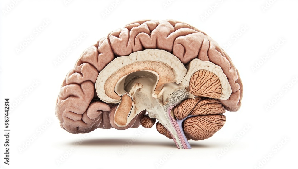 Human Brain Anatomy: A Detailed Cross-Section View Stock Illustration ...