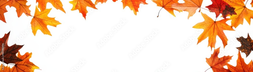 Autumn Leaves Border on White Background with Vibrant Fall Colors and Seasonal Foliage Autumn Leaves Border on White Background with Vibrant Fall Colors and Seasonal Foliage