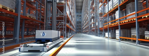 Modern automatized high rack warehouse photo