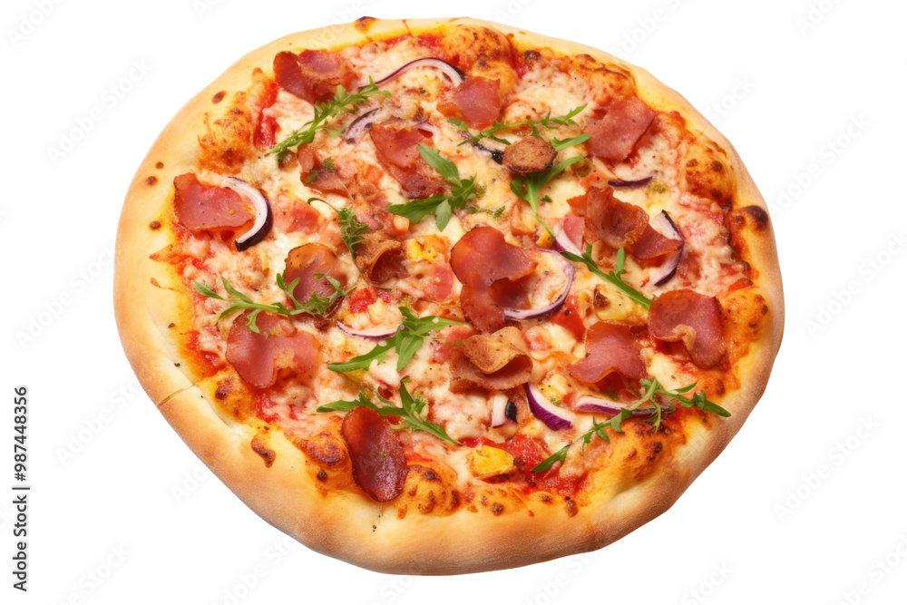Italian style pizza Isolated pieces on a white background It clearly shows oozing cheese, fresh tomatoes, and basil. Italian style pizza Isolated pieces on a white background It clearly shows oozing cheese, fresh tomatoes, and basil.