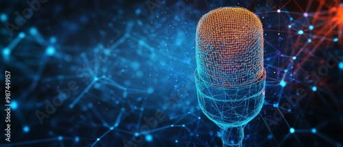 a studio microphone symbol made of digital polygonal illustration