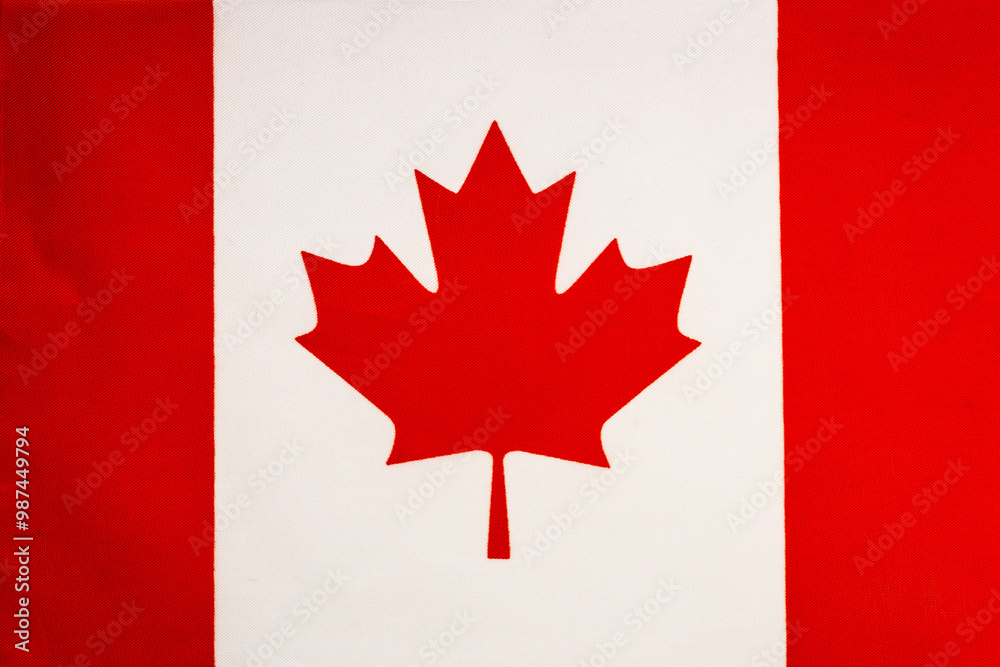 National flag of the state of Canada close-up. State background. National flag of the state of Canada close-up. State background.