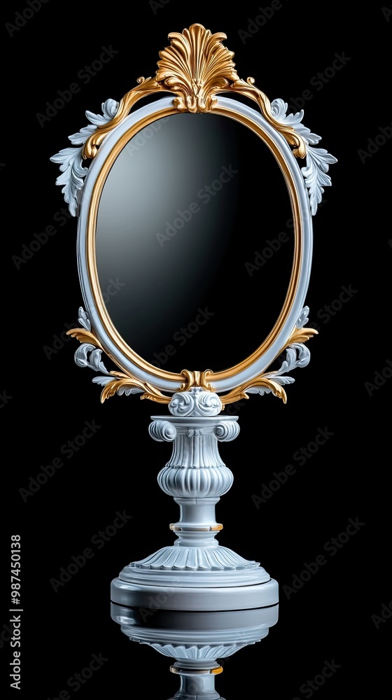 This elegant baroque-style frame features exquisite gold leaf and flower detailing, contrasting beautifully with the deep black background, creating a sophisticated visual appeal This elegant baroque-style frame features exquisite gold leaf and flower detailing, contrasting beautifully with the deep black background, creating a sophisticated visual appeal