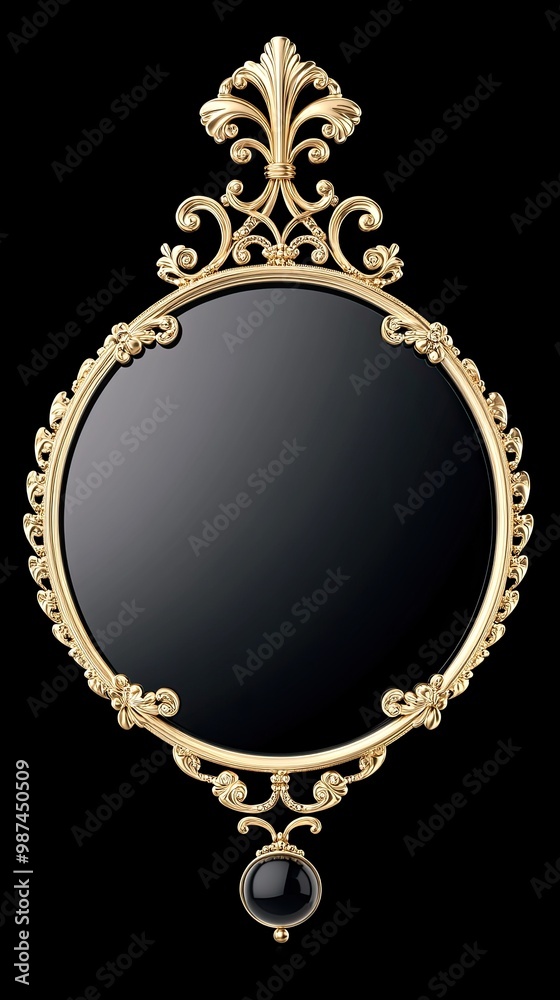 This elegant baroque-style frame features exquisite gold leaf and flower detailing, contrasting beautifully with the deep black background, creating a sophisticated visual appeal This elegant baroque-style frame features exquisite gold leaf and flower detailing, contrasting beautifully with the deep black background, creating a sophisticated visual appeal