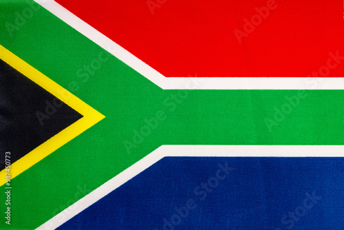 National flag of the state of South Africa close-up. State background. photo