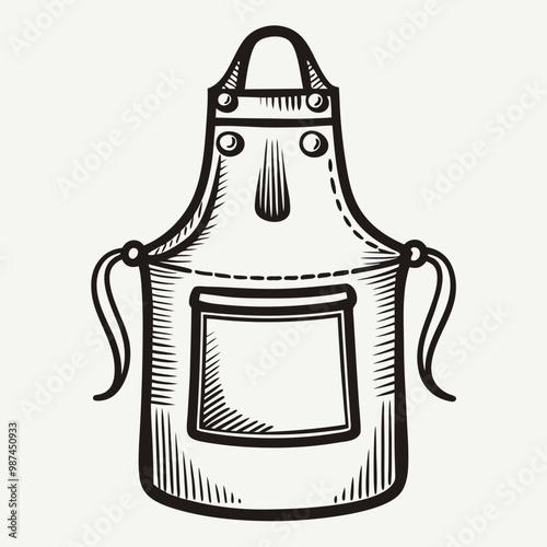 Vintage Hand Drawn Apron Illustration for Culinary and Craft Designs