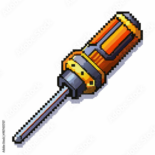 Retro Pixel Art Screwdriver Vector Illustration for Classic Gaming and DIY Design