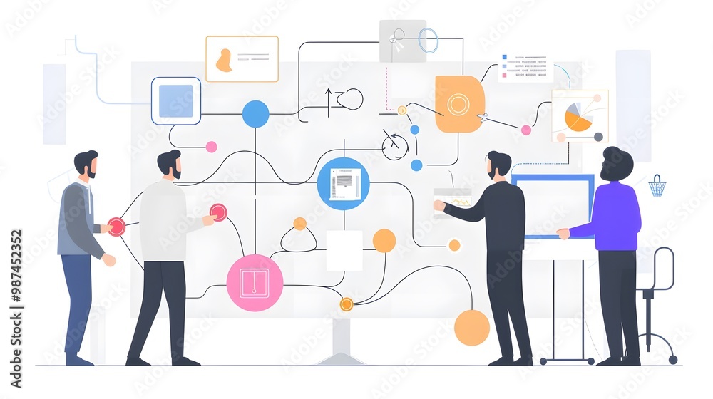 Fototapeta premium Energy Analysis Process: A technical blueprint showcasing the energy analysis capabilities of BIM, illustrating simulations of energy performance and optimization techniques for sustainability feature
