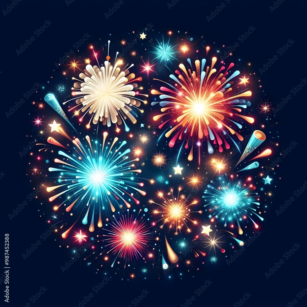 Naklejka premium fireworks on the night sky