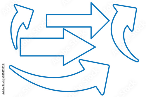 Sharp curved arrow icon. Black rounded arrow. Direction pointer pointing down	