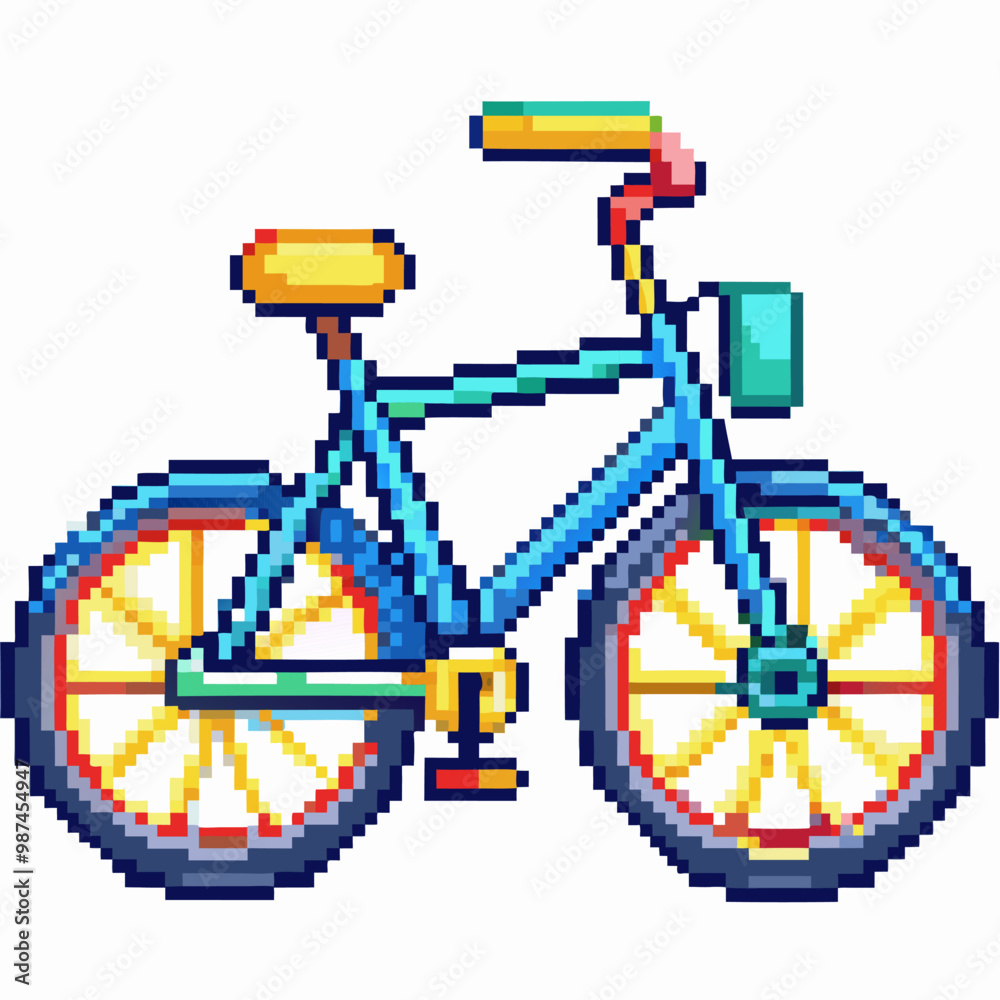 Fototapeta premium Retro Pixel Art Bicycle Vibrant and Playful Digital Illustration of a Bike
