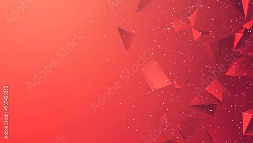 Abstract Red Geometric Background with 3D Triangles