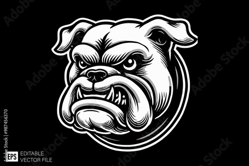 bulldog tattoo ideas dark art style vector design black and white illustration