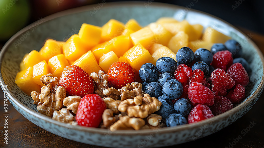 Fresh Fruit Salad with Walnuts and Blueberries Healthy Breakfast Snack or Dessert Fresh Fruit Salad with Walnuts and Blueberries Healthy Breakfast Snack or Dessert