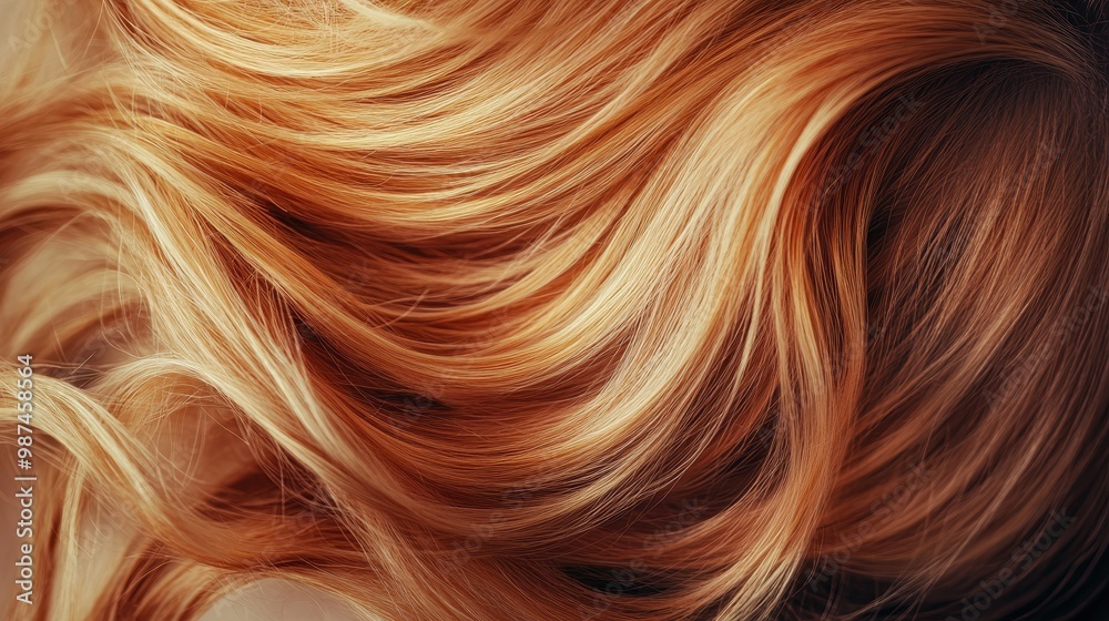 Close-Up of Wavy Red Hair with Natural Highlights in Soft Lighting Close-Up of Wavy Red Hair with Natural Highlights in Soft Lighting