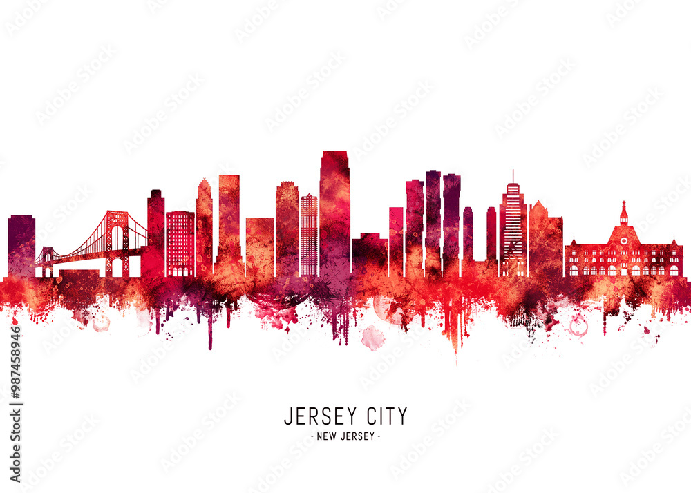 Jersey city New Jersey Skyline Red Jersey city New Jersey Skyline Red