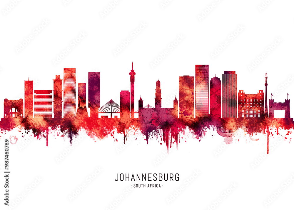 Johannesburg South Africa Skyline Red