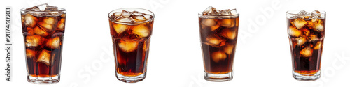 set of cola glass with ice, ice and cola glass company, cola glass with ice, cola glass with ice scene, cola with ice, ice cold cola glass, on a transparent backgrounds