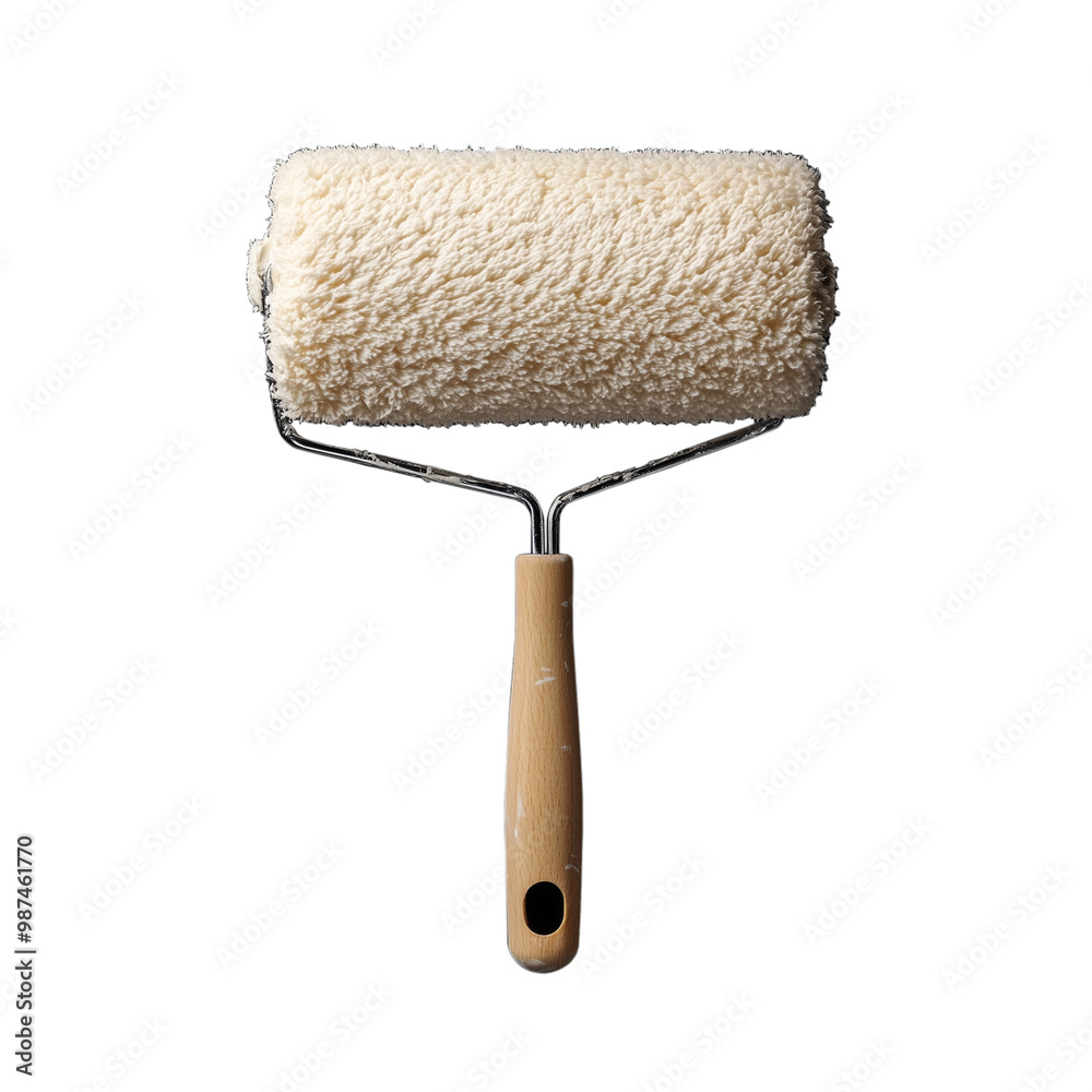 Fototapeta premium Paint roller with thick cover for wall painting on transparent background