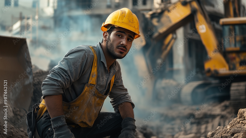 Building Dreams: An Arabic Construction Worker in Action Building Dreams: An Arabic Construction Worker in Action