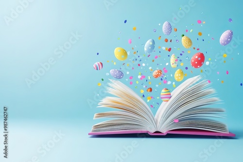 Dried pressed various leaves and flowers placed on the pages of an open old book lying on a white background 