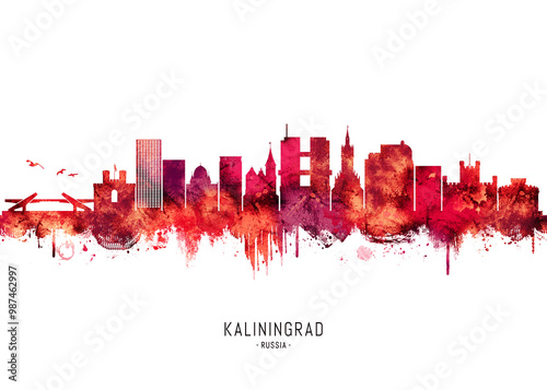 Kaliningrad Russia Skyline Red