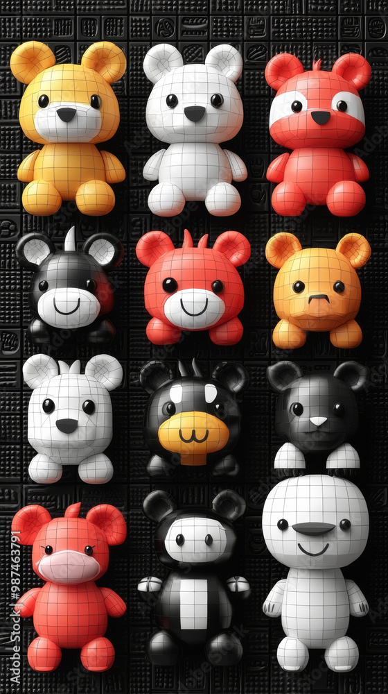 Cute cartoon teddy bears in various colors and styles. Cute cartoon teddy bears in various colors and styles.