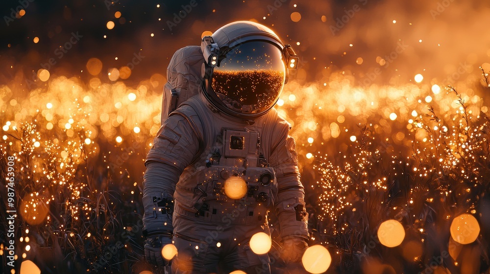 Hyperrealistic Portrait of an Astronaut in a Cosmic Field Hyperrealistic Portrait of an Astronaut in a Cosmic Field
