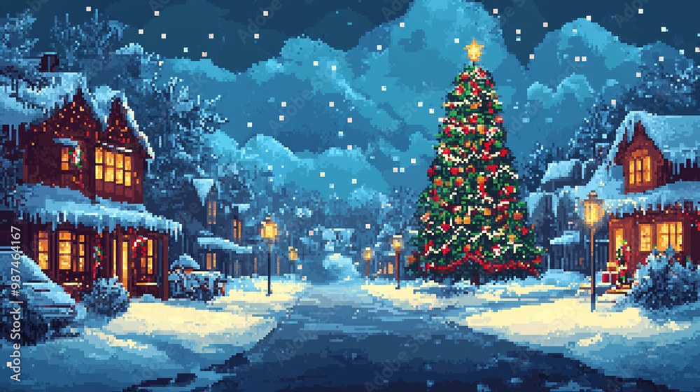 Illustration 8 bit pixel of christmas background. Illustration 8 bit pixel of christmas background.