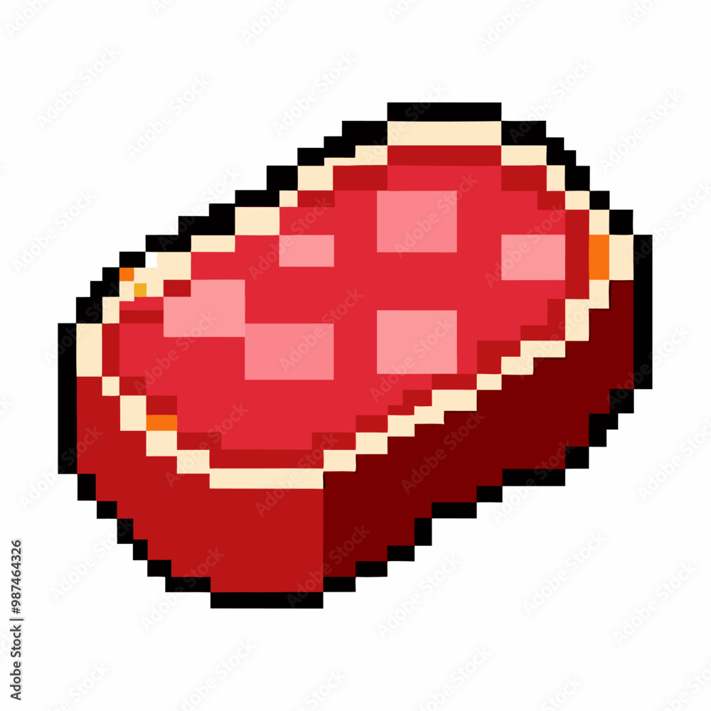 Pixel Art Meat Icon Digital Illustration of Raw Steak for Retro Gaming and Graphic Design Pixel Art Meat Icon Digital Illustration of Raw Steak for Retro Gaming and Graphic Design