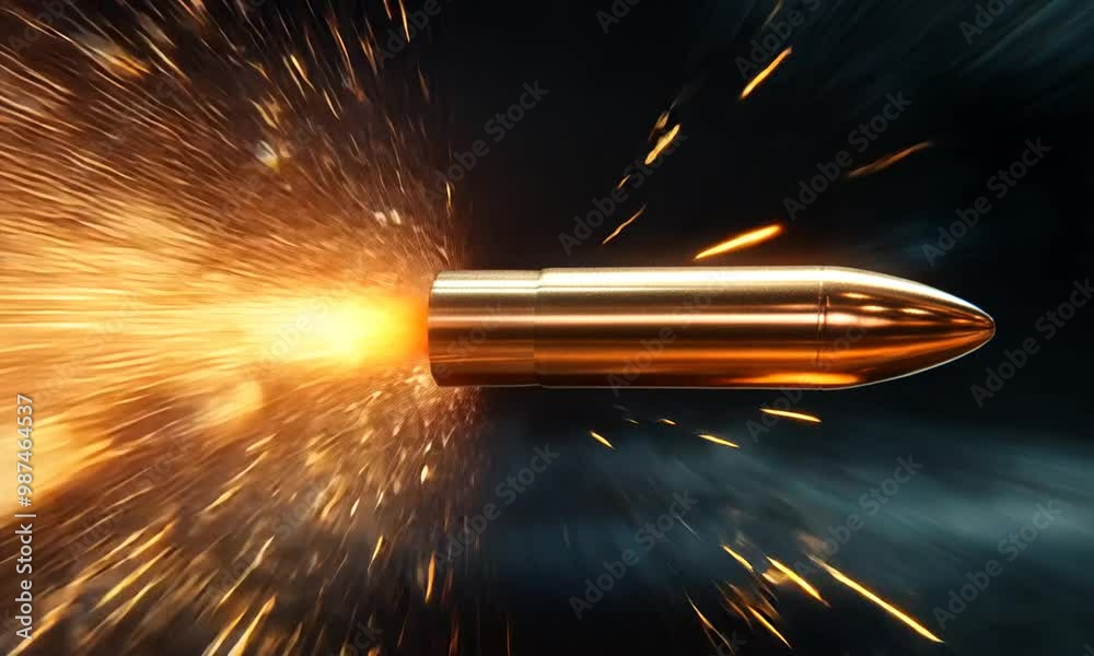 The bullets fly at high speed and come out of the fire.
