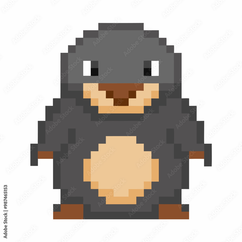 Obraz premium Pixel Art Cute Penguin Character for Retro Gaming and Digital Art Design
