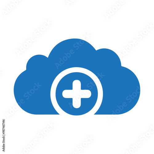 Rain cloud storage with plus mark icon and vector illustration