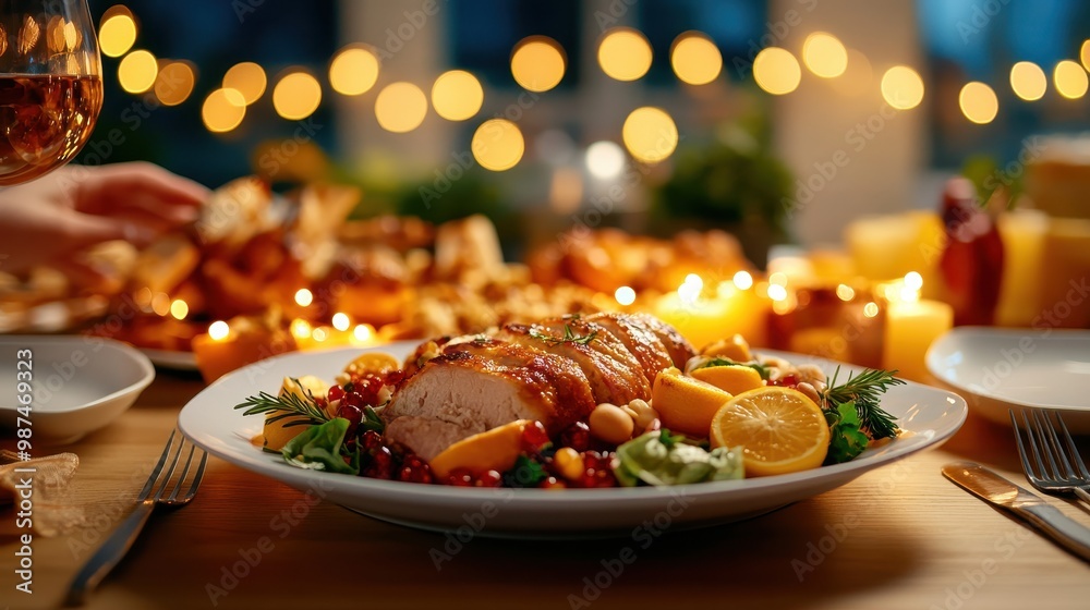 Festive Feast with Elegant Table Setting Festive Feast with Elegant Table Setting