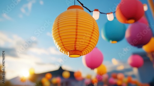 Vibrant Lanterns Enhancing Festival Atmosphere