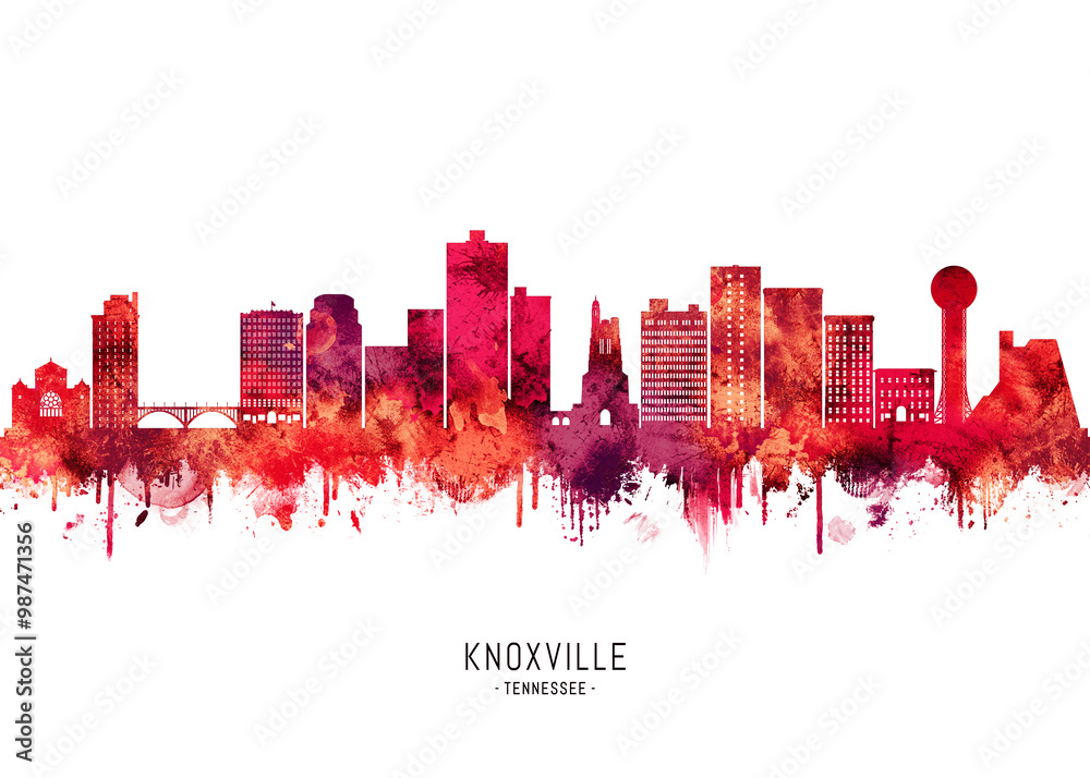 Knoxville Tennessee Skyline Red