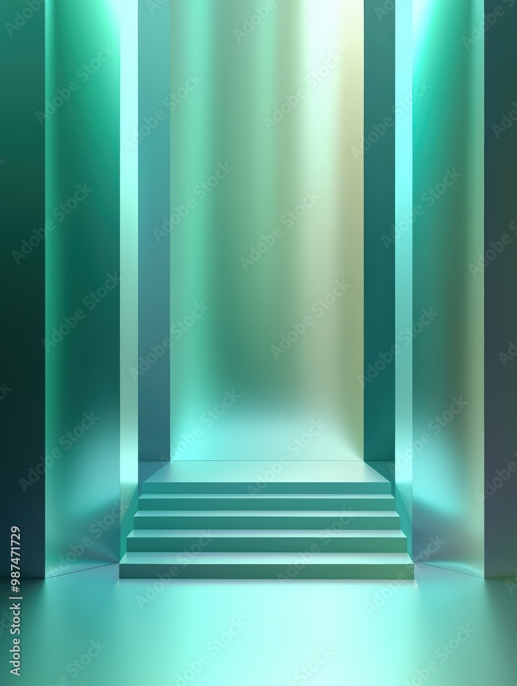 Obraz premium Abstract steps in a green room