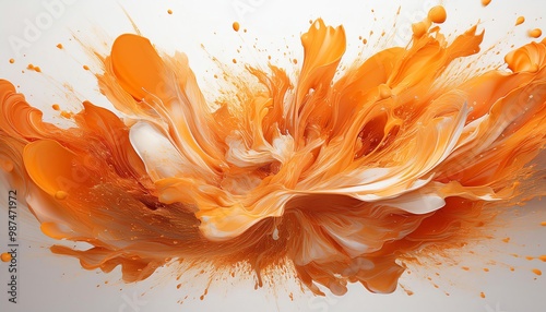 Orange Color Explosion with White Background