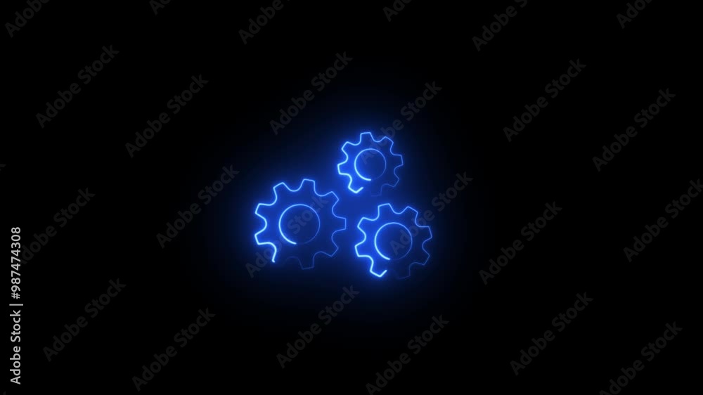 neon glowing Cog wheel gear icon animation loop motion graphics video on white background. Setting animation icon. neon glowing Cog wheel gear icon animation loop motion graphics video on white background. Setting animation icon.