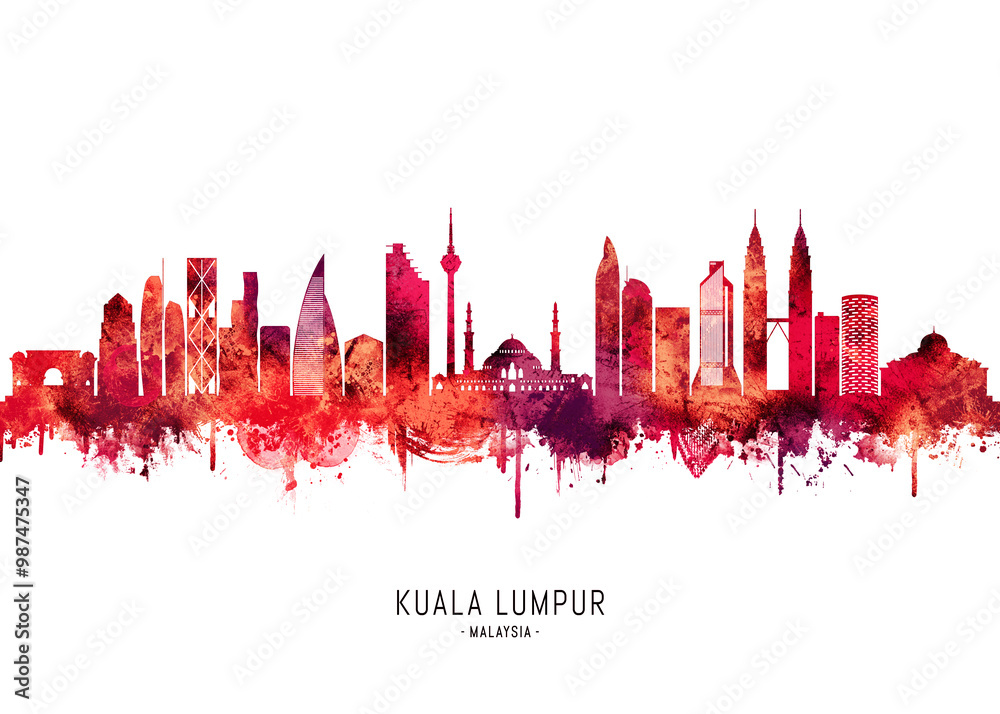 Kuala Lumpur Malaysia Skyline Red